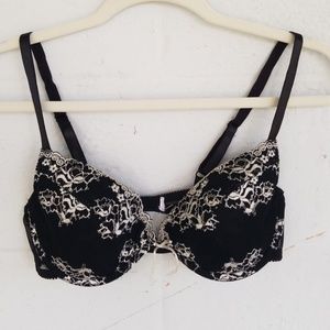 Black & White Floral Padded Bra
